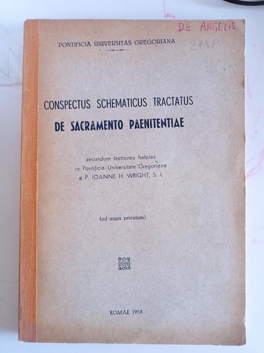 Conspectus schematicus tractatus de sacramento paenitentiae - copertina