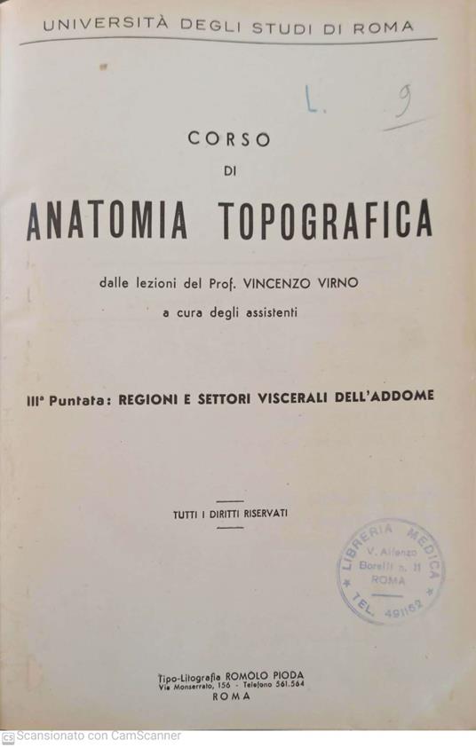 Corso di anatomia topografica. 3 puntata: regioni e settori viscerali dell'addome - Vincenzo Virno - copertina