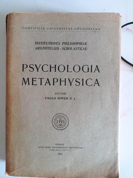 Psychologia metaphysica - copertina