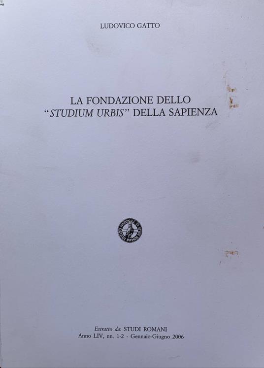 La fondazione dello "Studium Urbis" della Sapienza - Ludovico Gatto - copertina