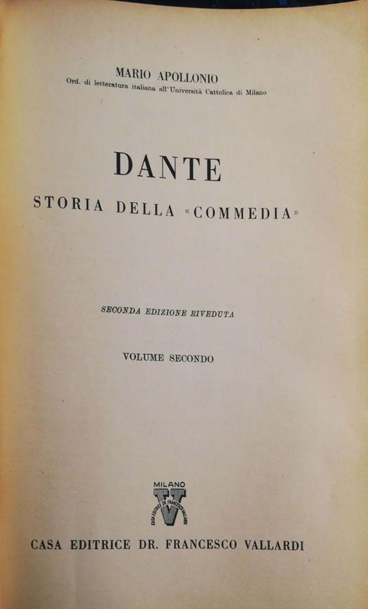 Dante storia della "Commedia" - Mario Apollonio - copertina