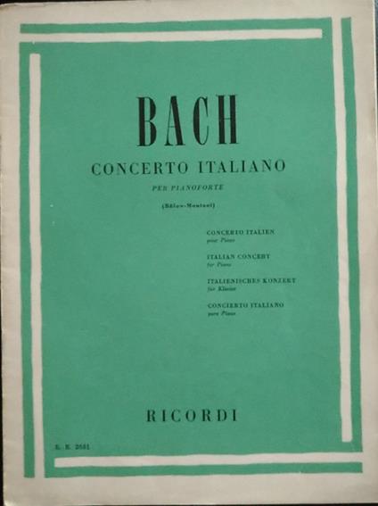 Concerto italiano. Per pianoforte - Johann Sebastian Bach - copertina