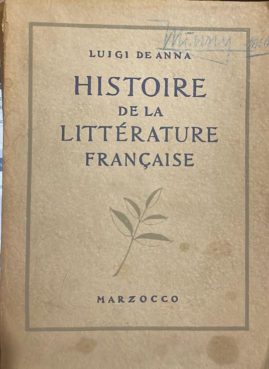 Histoire de la littérature française - Luigi De Anna - copertina