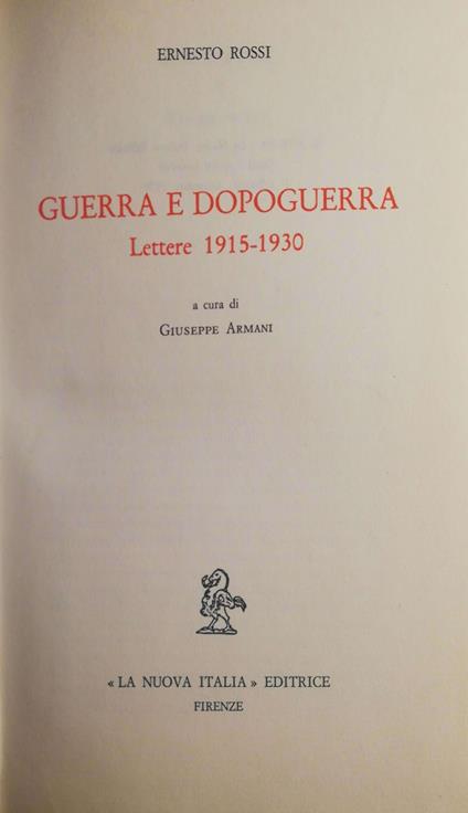 Guerra e dopoguerra : lettere 1915-1930 - Ernesto Rossi - copertina