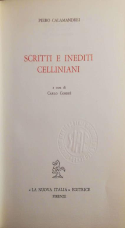 Scritti e inediti celliniani - Piero Calamandrei - copertina
