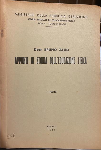Appunti di storia dell'educazione fisica - Bruno Zulli - copertina