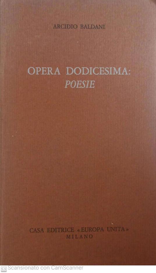 Opera dodicesima: poesie - copertina