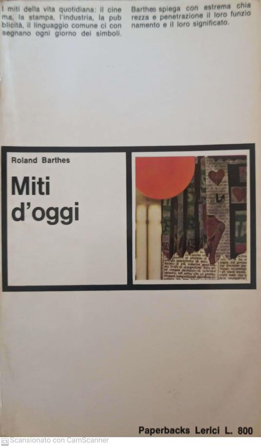 Miti d'oggi - Roland Barthes - copertina