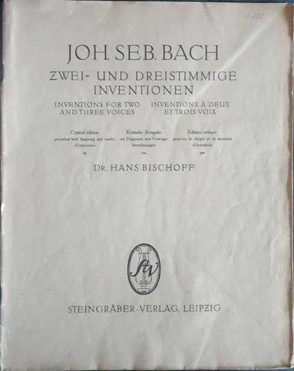 Zwei und dreistimmige inventionen - S. J. Weiner - copertina