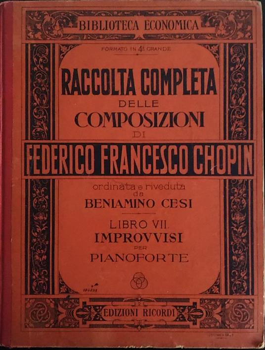 Raccolta completa delle composizioni. Libro VII improvvisi per pianoforte - copertina