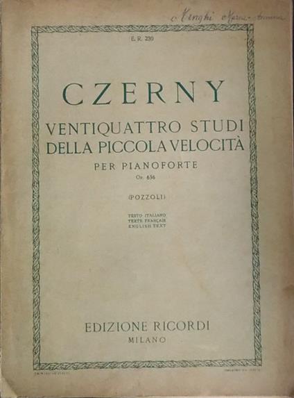 Ventiquattro studi della piccola velocità per pianoforte - Carl Czerny - copertina