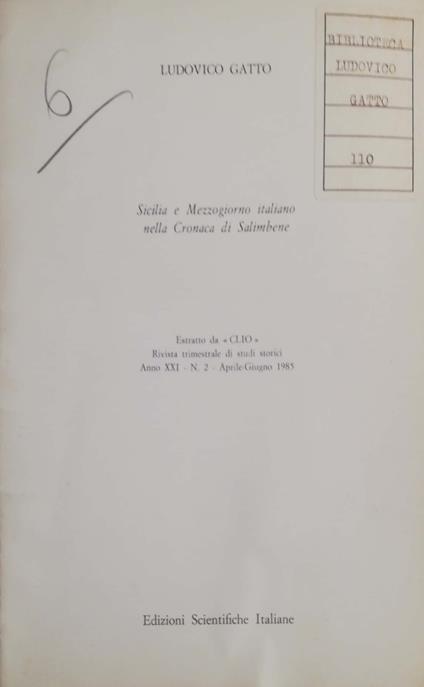 Sicilia e Mezzogiorno italiano nella Cronaca di Salimbene - Ludovico Gatto - copertina