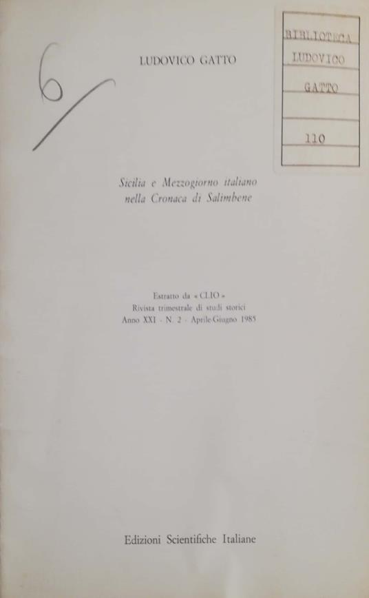 Sicilia e Mezzogiorno italiano nella Cronaca di Salimbene - Ludovico Gatto - copertina