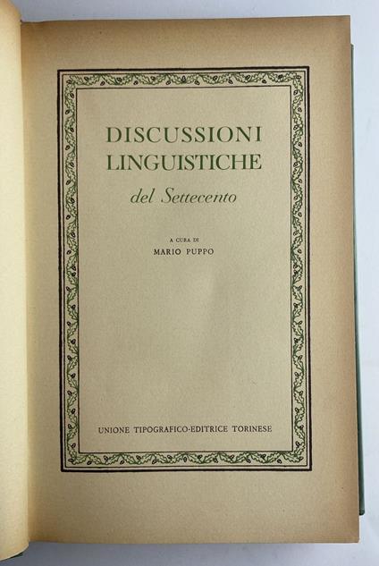 Discussioni linguistiche del Settecento - Mario Puppo,Mario Puppo - copertina