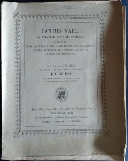 Cantus vari ad exemplar editionis vaticanae - copertina