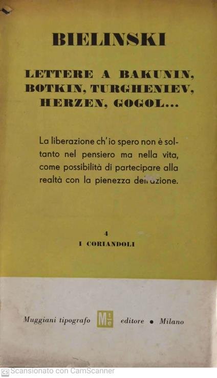 Lettere a Bakunin, Botkin, Herzen, Turgheniev, Gogol.. - copertina