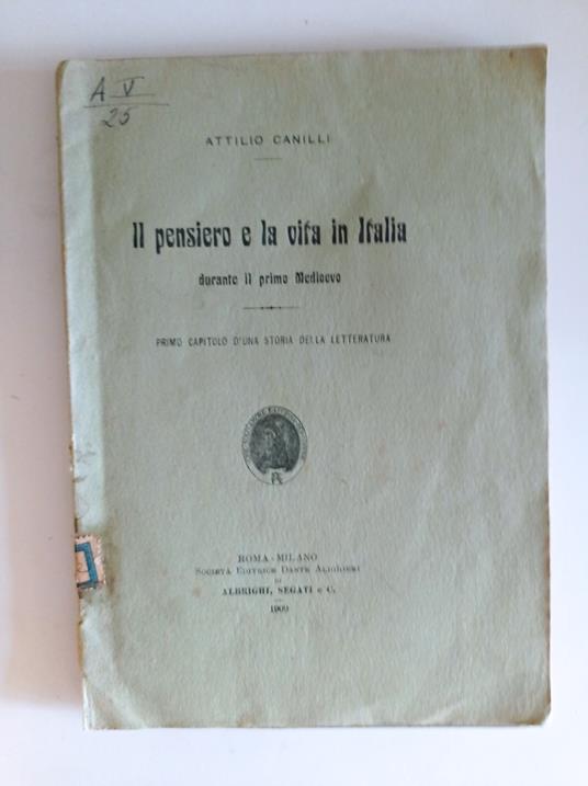 Il pensiero e la vita in Italia durante il primo Medioevo - copertina