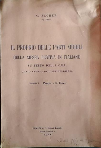 Il proprio delle parti mobili della messa festiva in italiano - copertina