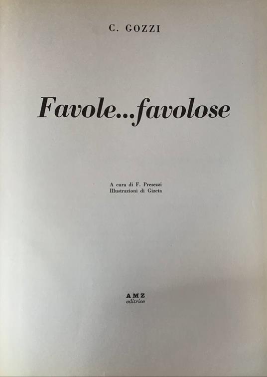 Favole...favolose - Carlo Gozzi - copertina