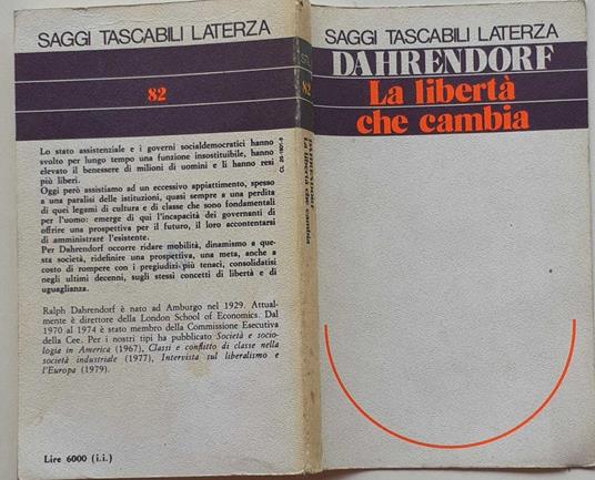 La libertà che cambia - Ralf Dahrendorf - copertina