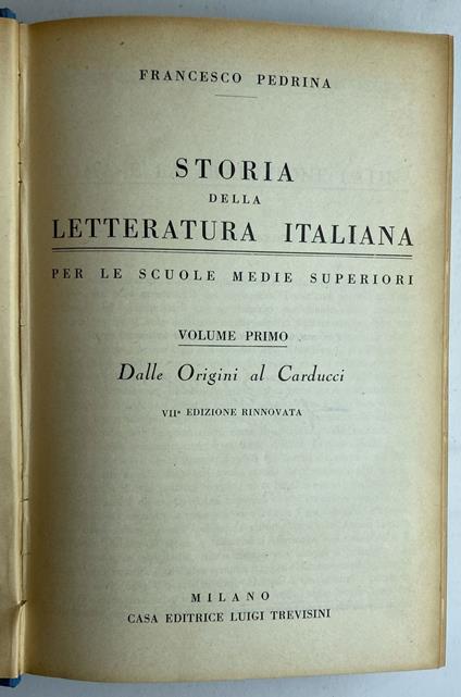 Storia della letteratura italiana. Per le scuole medie e superiori Vol.1 - Francesco Pedrina,Francesco Peri - copertina