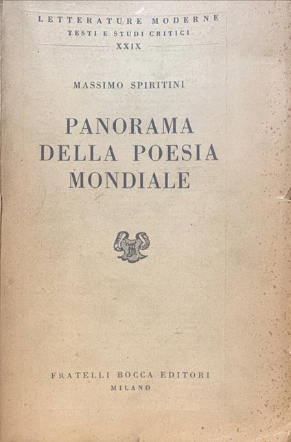 Panorama della poesia mondiale - Massimo Spiritini - copertina