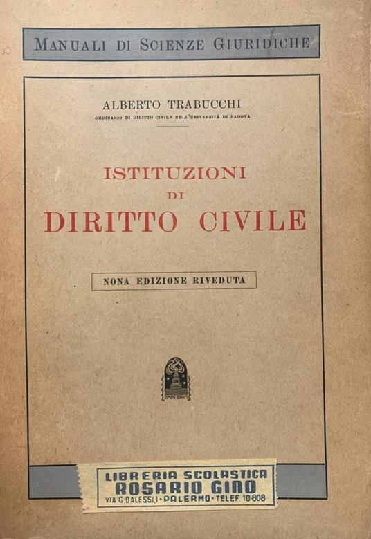 Istituzioni di diritto civile - Alberto Trabucchi - copertina