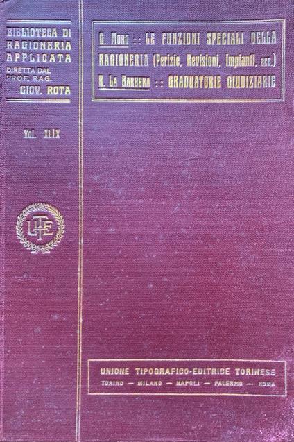 Le funzioni speciali della ragioneria - Le graduatorie giudiziarie - Giovanni Moro - copertina