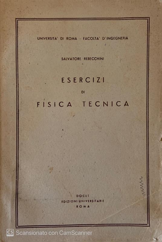 Esercizi di fisica tecnica - Salvatore Rebecchini - copertina