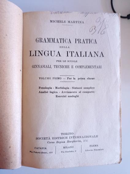 Grammatica pratica della lingua italiana - Michele Martina - copertina