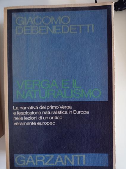 Verga e il Naturalismo - Giacomo Debenedetti - copertina