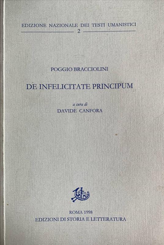 De infelicitate principum - Poggio Bracciolini - copertina