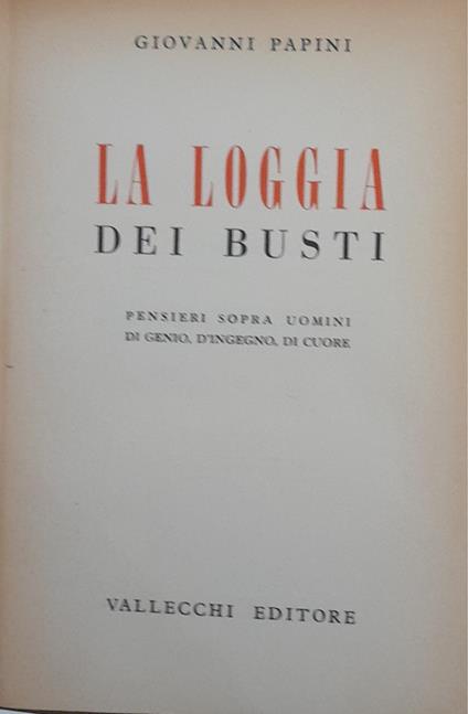 La loggia dei busti - Giovanni Papini - copertina