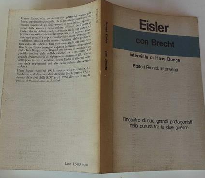 Con Brecht. Intervista di Hans Bunge - Hanns Eisler - copertina