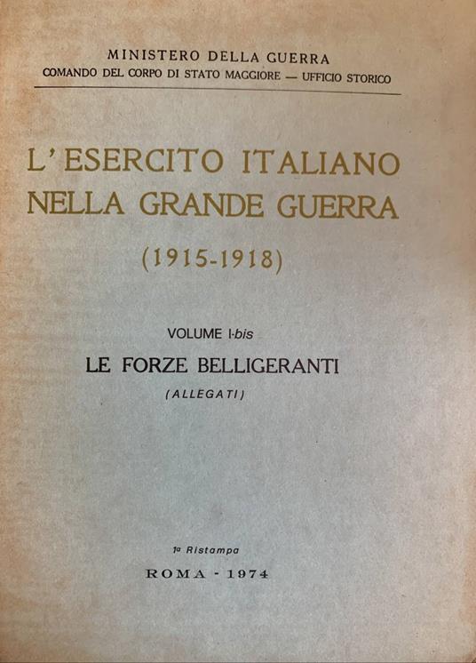 L' esercito italiano nella grande guerra (1915-1918). Volume I bis - copertina