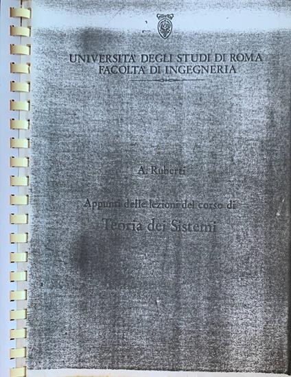 Appunti delle lezioni del corso di Teoria dei Sistemi - copertina