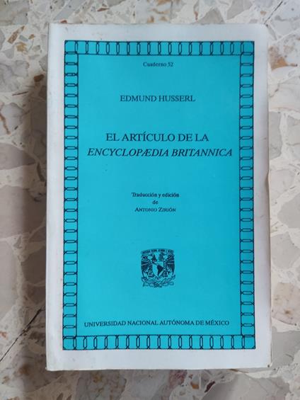 El articulo de la encyclopaedia britannica - Edmund Husserl - copertina