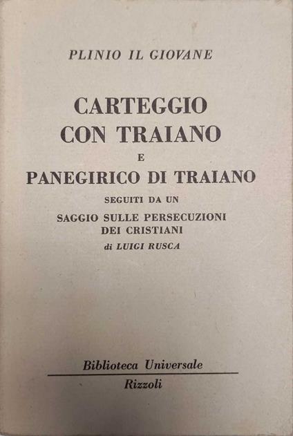 Carteggio con Traiano - Plinio il Giovane - copertina