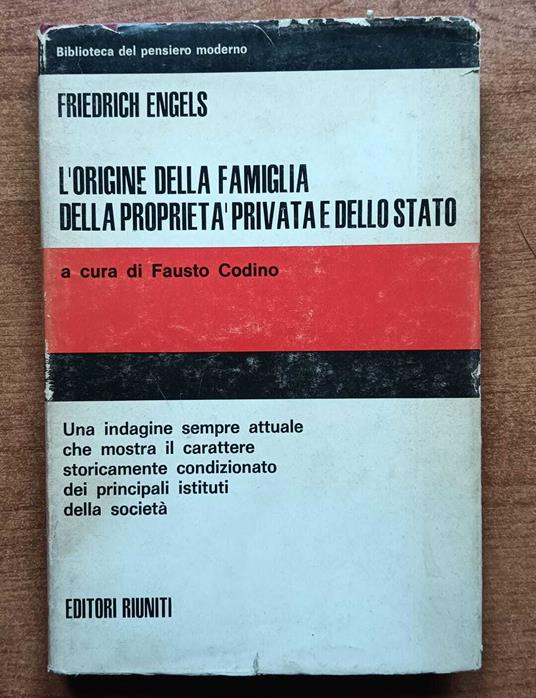 L' origine della famiglia, della proprietà privata e dello Stato - Friedrich Engels - copertina