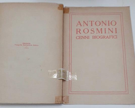 Cenni biografici di Antonio Rosmini. Onori funebri e testimonianze rese alla sua memoria - copertina