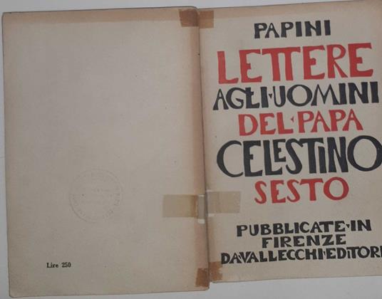 Lettere agli uomini di Papa Celestino VI - Giovanni Papini - copertina