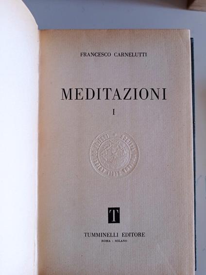 Meditazioni 1 - Francesco Carnelutti - copertina