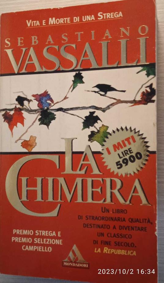 La chimera - Sebastiano Vassalli - copertina