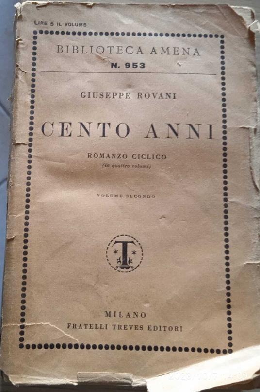 Cento anni - volume 2 - Giuseppe Rovani - copertina