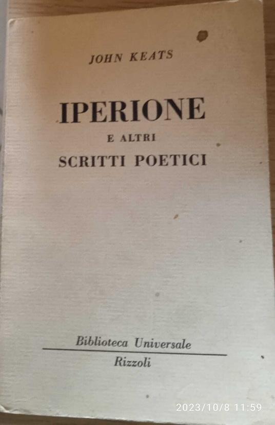 Iperione e altri scritti poetici - John Keats - copertina