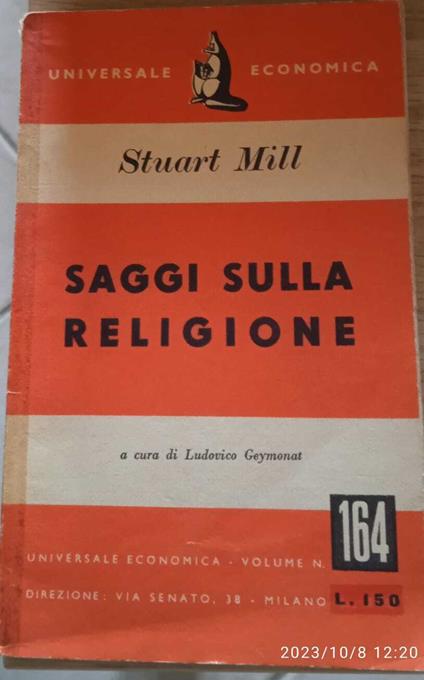 Saggi sulla religione - Stuart Mill - copertina