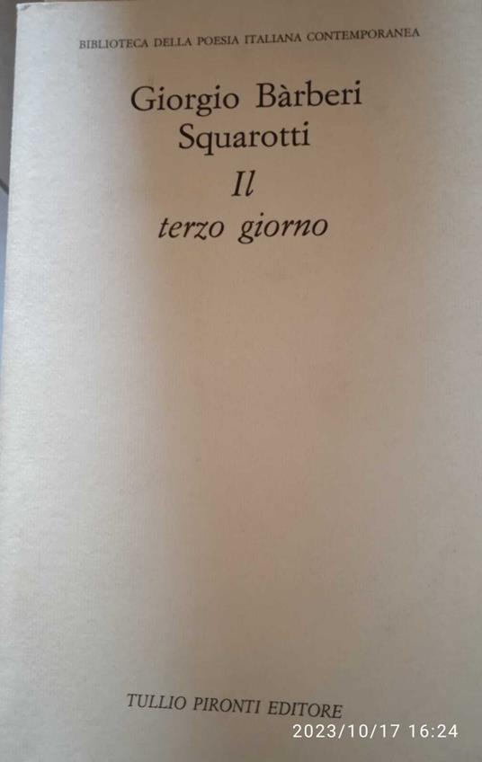 Il terzo giorno - Giorgio Bàrberi Squarotti - copertina
