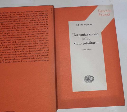 L' organizzazione dello Stato totalitario. Tomo primo - Alberto Aquarone - copertina