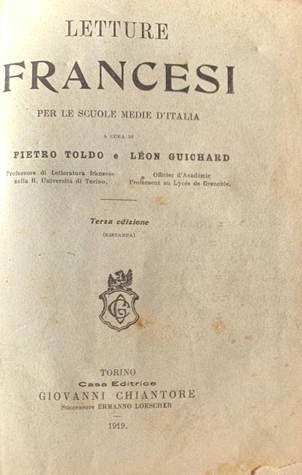 Letture francesi per le scuole medie d'Italia - Leon Guichard - copertina