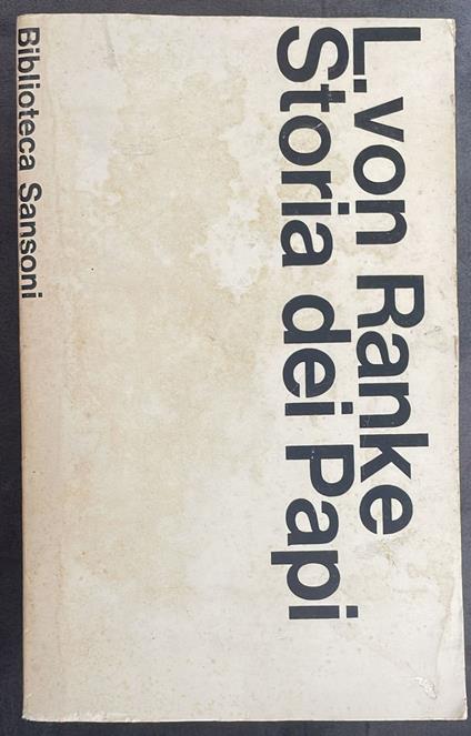 Storia dei Papi - Leopold von Ranke - copertina